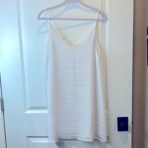 Fun & flirty BO Nordstrom white lacy striped summer spaghetti strap mini dress